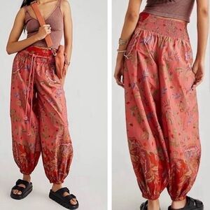 FREE PEOPLE After Glow Boho Balloon Oversized Fit Elastic Waist Harem Pants SM